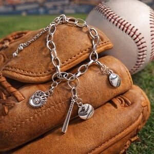 Silver Baseball Charm Bracelet